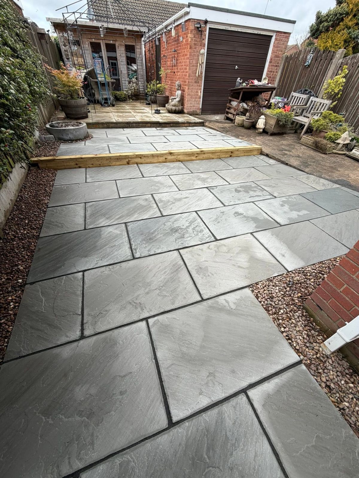 New patio up to the garage