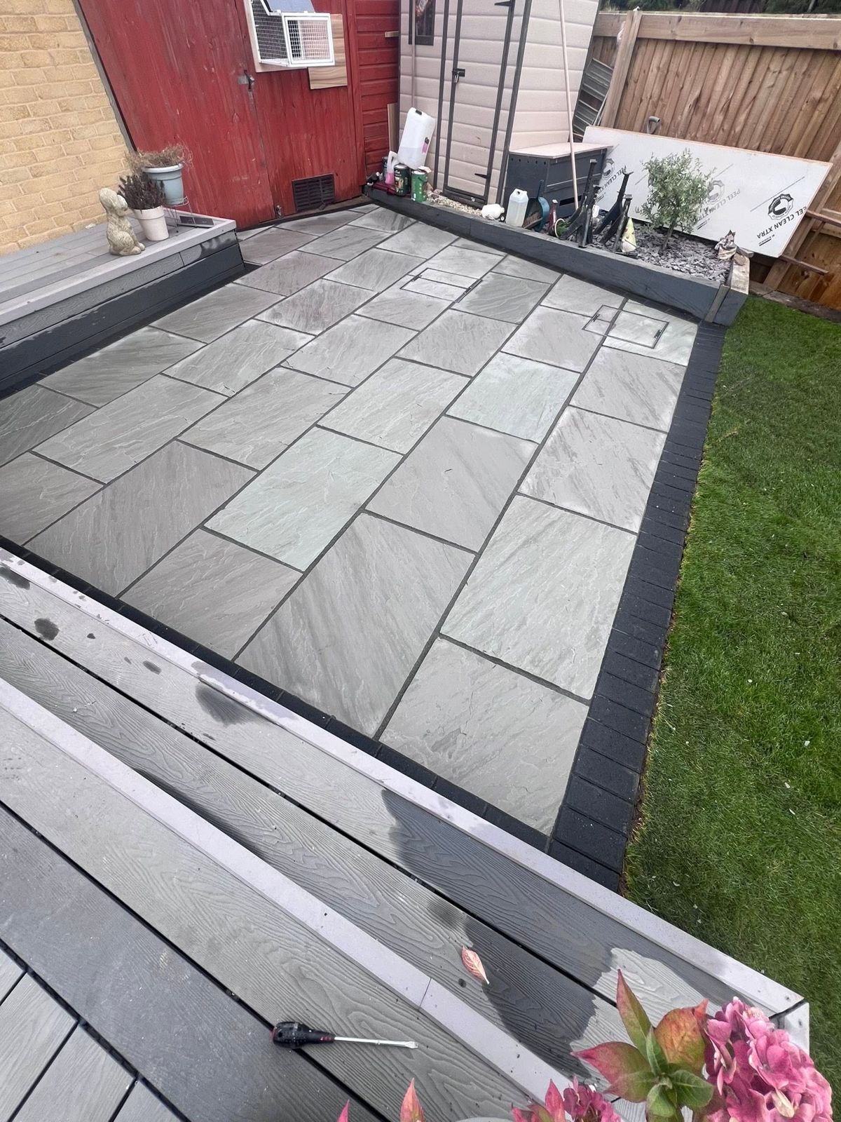 Patio beside composite decking